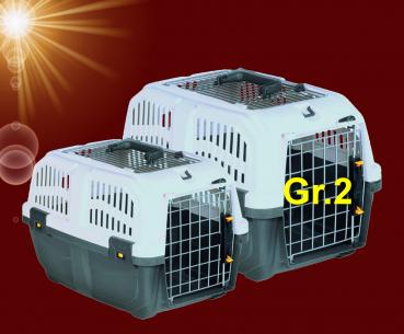 Hunde Katze Nager TRANSPORTBOX DOPPEL ÖFFNUNG "SKUDO OPEN" Gr.2 Reise Auto Kennel - Kopie