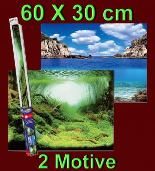 Aquarium Deko RÜCKWANDFOLIE 60 X 30cm Fotorückwand Zubehör Dekoration