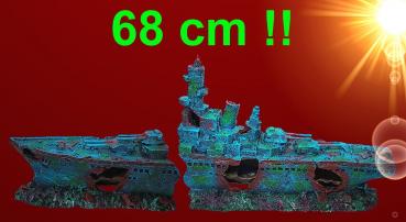 Aquarium Deko GROßES SCHLACHTSCHIFF BISMARK WRACK Höhle Dekoration Zubehör