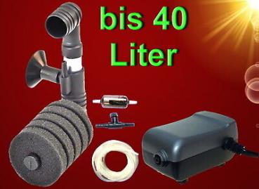 SCHWAMMFILTER SET ➕ LUFTPUMPE bis 40 Liter Innenfilter Aquarium Luftheber