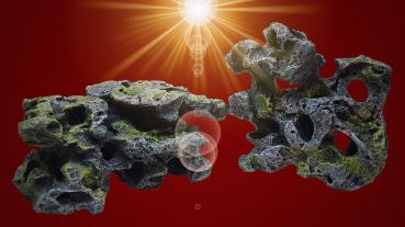 Aquarium Deko leichtes LOCHGESTEIN SET Lava Felsen Terrarium Höhle Zubehör