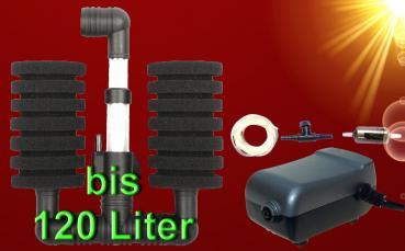 Aquarium Innenfilter bis 120 L SCHWAMMFILTER ✚ LUFTPUMPE ✚ ZUBEHÖR Luftheber