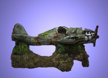 Aquarium Deko FLUGZEUG WRACK STUKA Dekoration Propellermaschine Höhle Zubehör