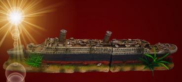 Aquarium Deko sprudelnde TITANIC ➕ LUFTPUMPE ➕ Zubehör Schiff Wrack Höhle