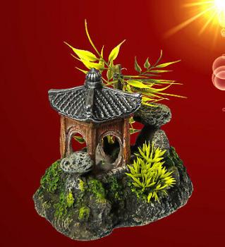 Aquarium Deko ASIATISCHER TEMPEL Höhle Terrarium Dekoration Zubehör Haus