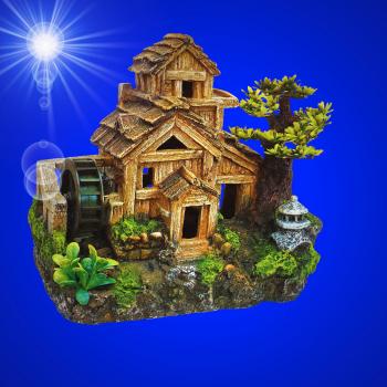 Aquarium Deko bewegliche WASSERMÜHLE luftbetriebene Dekoration Zubehör