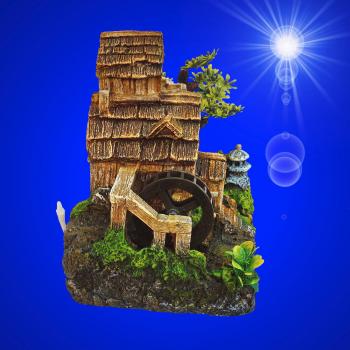 Aquarium Deko bewegliche WASSERMÜHLE luftbetriebene Dekoration Zubehör