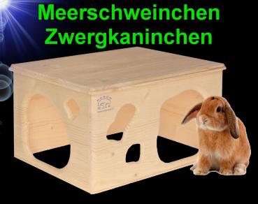 Nager HOLZ ZWERGKANINCHEN MEERSCHWEINCHEN HAUS 2 Eingänge Zubehör Nest