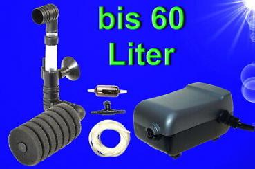 SCHWAMMFILTER SET ➕ LUFTPUMPE bis 60 Liter Innenfilter Aquarium Luftheber