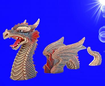 Aquarium Deko SPRUDELNDER DRACHE ➕ LUFTPUMPE ➕ ZUBEHÖR Mystik Dekoration