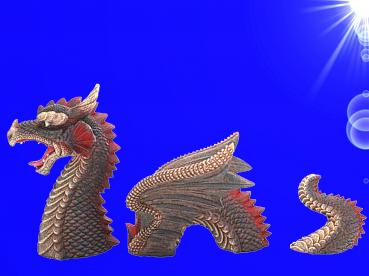 Aquarium Deko SPRUDELNDER DRACHE ➕ LUFTPUMPE ➕ ZUBEHÖR Mystik Dekoration