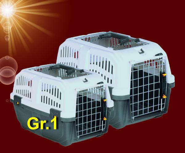 Hunde Katze Nager TRANSPORTBOX DOPPEL ÖFFNUNG "SKUDO OPEN" Gr.1 Reise Auto Kennel