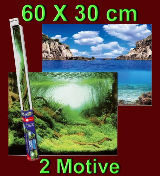 Aquarium Deko RÜCKWANDFOLIE 60 X 30cm Fotorückwand Zubehör Dekoration