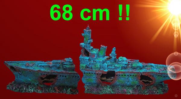 Aquarium Deko GROßES SCHLACHTSCHIFF BISMARK WRACK Höhle Dekoration Zubehör