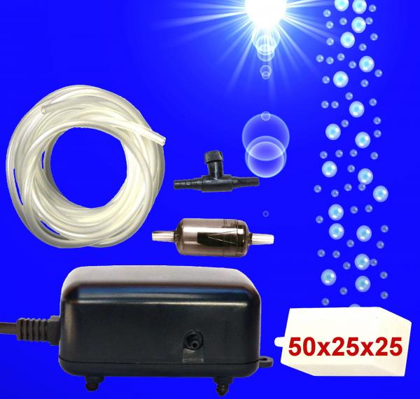 Aquarium Deko 50x25x25 mm SPRUDLER SET ➕ LUFTPUMPE ➕ Zubehör Luftstein weiß