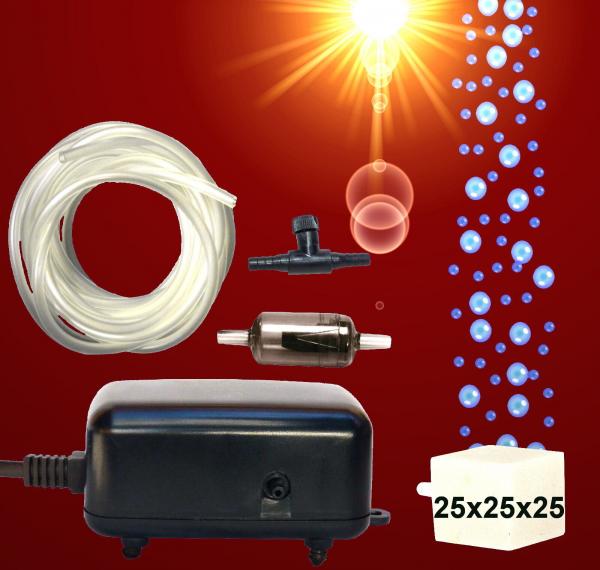Aquarium Deko Würfel SPRUDLER SET ➕ LUFTPUMPE ➕ Zubehör Luftstein Dekoration