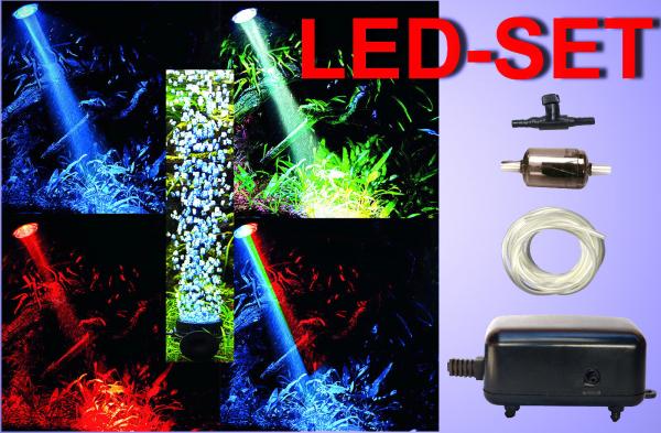 Aquarium Deko "SET" !! LED STRAHLER ✚ LUFTPUMPEN ✚ FERNBEDIENUNG  ✚ Zubehör