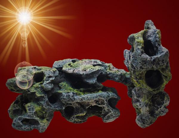 Aquarium Deko leichtes LOCHGESTEIN SET Lava Felsen Terrarium Höhle Zubehör