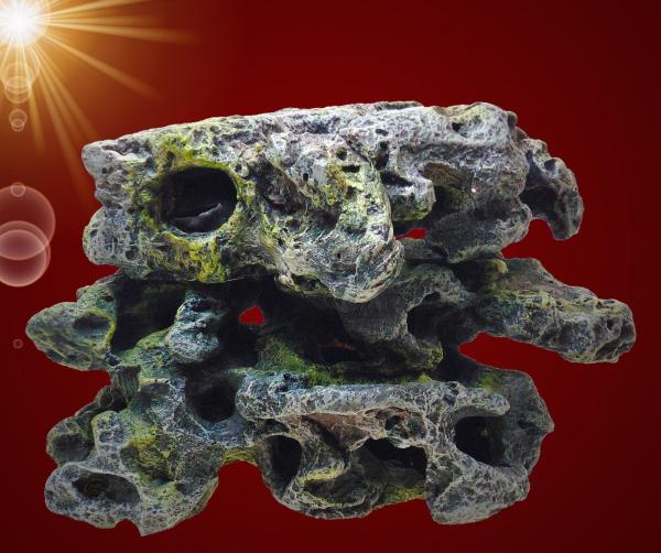 Aquarium Deko leichtes LOCHGESTEIN SET Lava Felsen Terrarium Höhle Zubehör