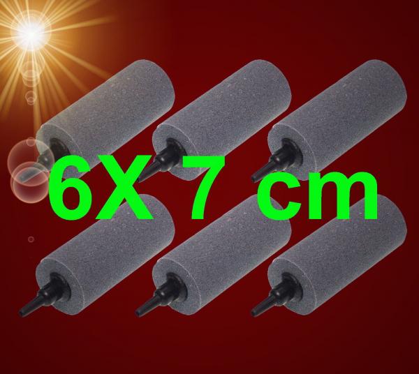 Aquarium Teich Deko 6 STÜCK 7x3 cm ZYLINDER AUSSTRÖMERSTEIN Belüfterstein Zubehör Luft