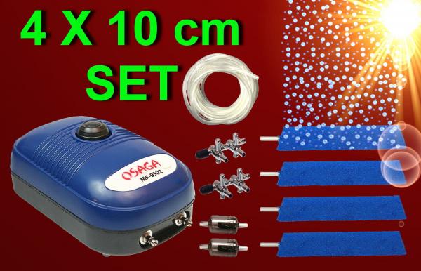 Aquarium Deko 4X 10 cm LUFTSTEIN SET ➕ LUFTPUMPE ➕ ZUBEHÖR Dekoration Teich