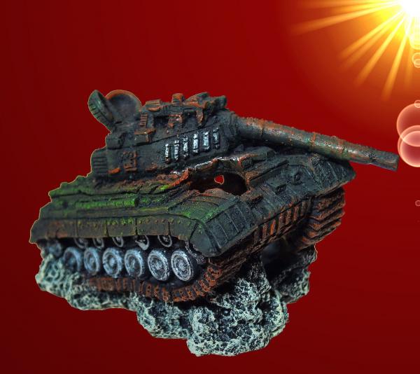 Aquarium Deko PANZER WRACK Höhle Tank Armee Dekoration Zubehör