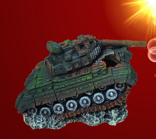 Aquarium Deko PANZER WRACK Höhle Tank Armee Dekoration Zubehör