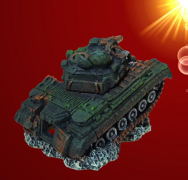 Aquarium Deko PANZER WRACK Höhle Tank Armee Dekoration Zubehör