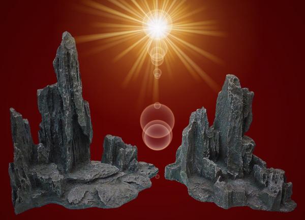 Aquarium Deko SET FELSEN WAND GR.L Höhle Terrarium Zubehör