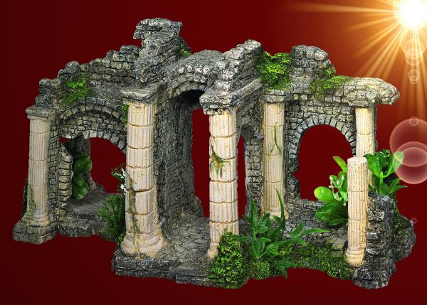 Aquarium Deko HADRIANS TOR ✚ PFLANZEN Terrarium Dekoration Zubehör Höhle