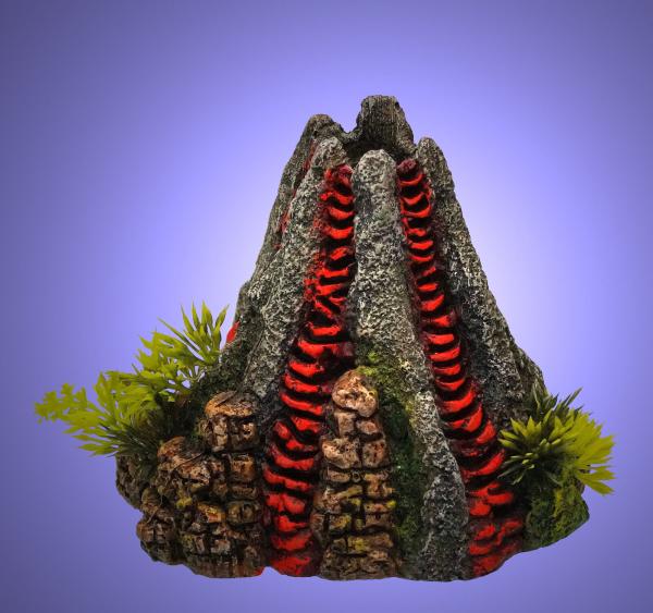 Aquarium Deko sprudelnder VULKAN ✚ LUFTPUMPE ✚ ZUBEHÖR Höhle Luftstein