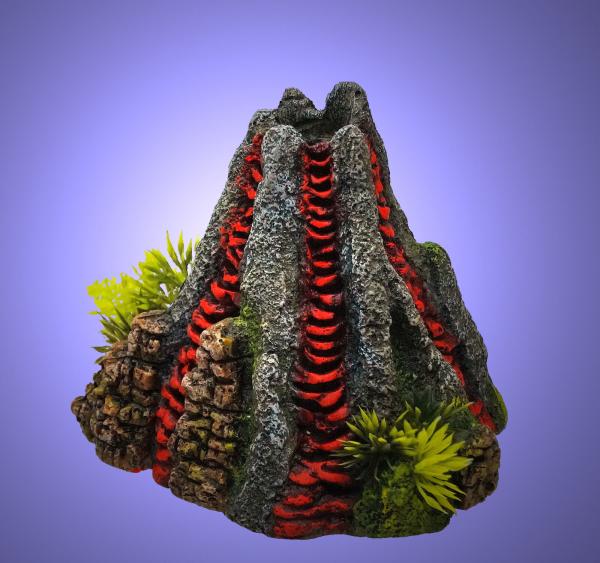Aquarium Deko sprudelnder VULKAN ✚ LUFTPUMPE ✚ ZUBEHÖR Höhle Luftstein