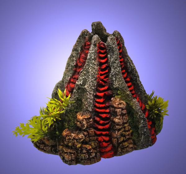 Aquarium Deko sprudelnder VULKAN ✚ LUFTPUMPE ✚ ZUBEHÖR Höhle Luftstein
