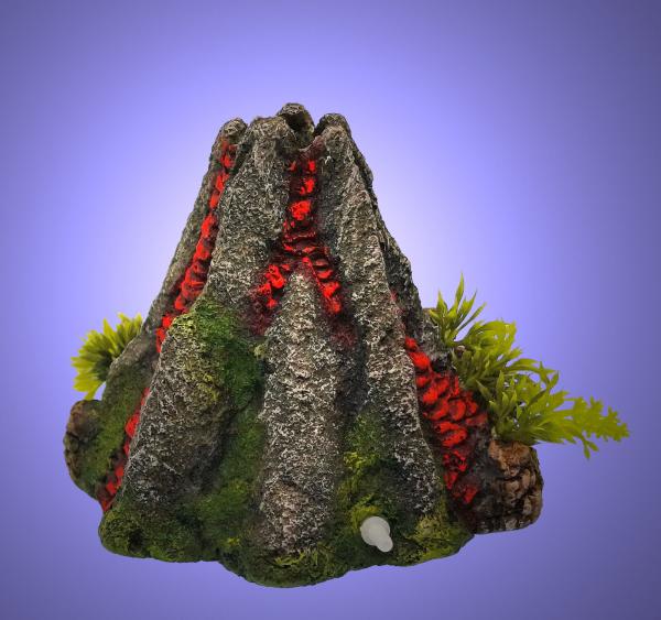Aquarium Deko sprudelnder VULKAN ✚ LUFTPUMPE ✚ ZUBEHÖR Höhle Luftstein