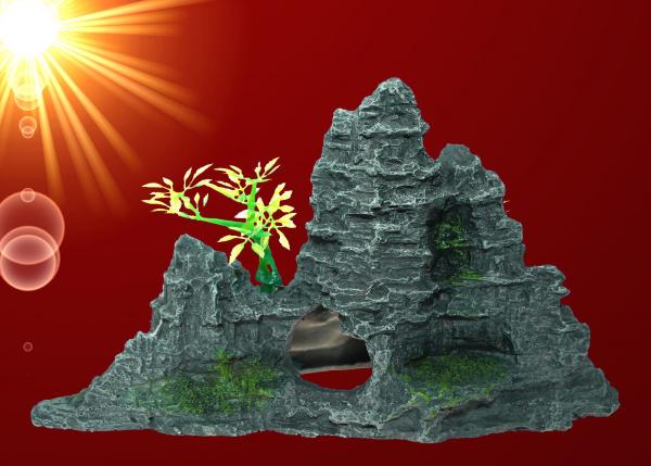 Aquarium Deko SPITZE GROTTEN HÖHLE Felsen Terrarium Zubehör Stein Dekoration
