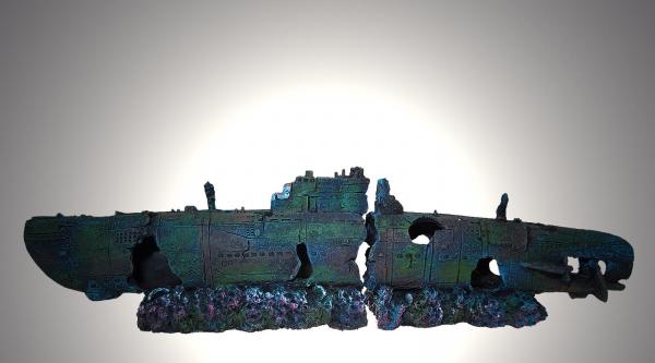 Aquarium Deko 2-teiliges U-BOOT U-434 Schiffswrack Zubehör Submarine Höhle Barsche