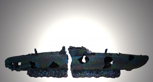 Aquarium Deko 2-teiliges U-BOOT U-434 Schiffswrack Zubehör Submarine Höhle Barsche