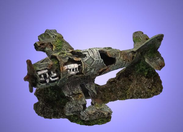 Aquarium Deko FLUGZEUG WRACK STUKA Dekoration Propellermaschine Höhle Zubehör
