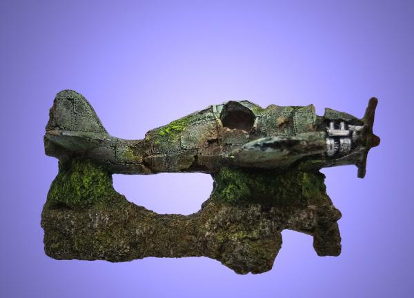 Aquarium Deko FLUGZEUG WRACK STUKA Dekoration Propellermaschine Höhle Zubehör