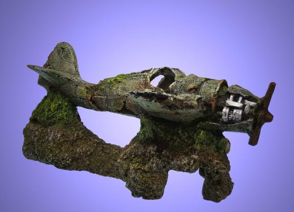 Aquarium Deko FLUGZEUG WRACK STUKA Dekoration Propellermaschine Höhle Zubehör