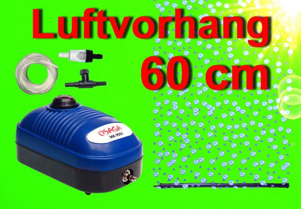 Aquarium Deko !! LUFTVORHANG SET 60 cm !! ➕ Luftpumpe ➕ Zubehör Luftpumpe
