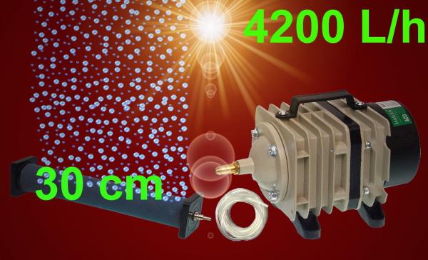 Teichbelüfter 4200 L/h KOMPRESSOR ➕ 30 cm BELÜFTERZYLINDER Zubehör Aquarium