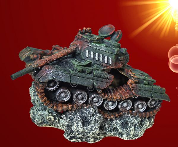 Aquarium Deko großes !!↪ PANZER WRACK XL ↩ Höhle Tank Armee Dekoration Zubehör
