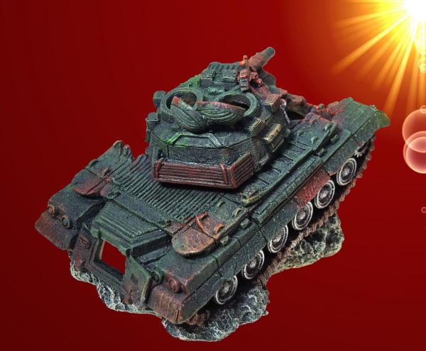 Aquarium Deko großes !!↪ PANZER WRACK XL ↩ Höhle Tank Armee Dekoration Zubehör