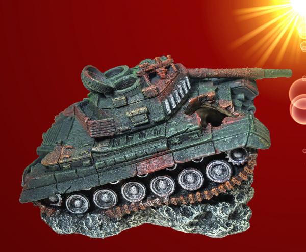Aquarium Deko großes !!↪ PANZER WRACK XL ↩ Höhle Tank Armee Dekoration Zubehör