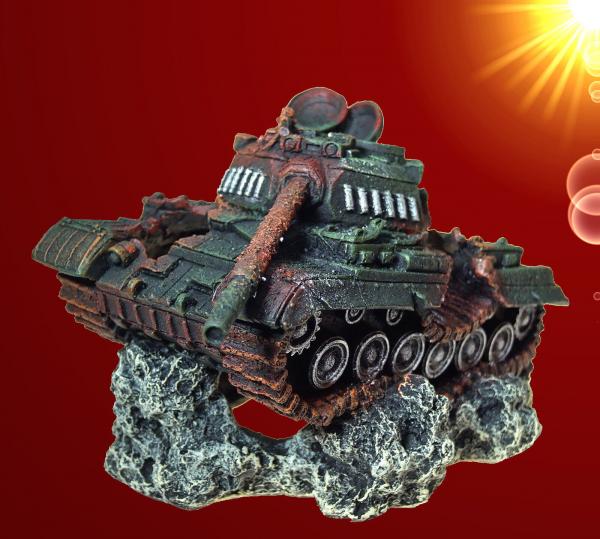 Aquarium Deko großes !!↪ PANZER WRACK XL ↩ Höhle Tank Armee Dekoration Zubehör