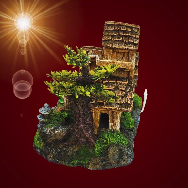Aquarium Deko bewegliche WASSERMÜHLE ➕ LUFTPUMPE ➕ ZUBEHÖR Dekoration