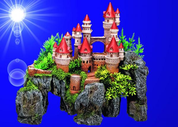 Aquarium Deko MÄRCHEN SCHLOSS MIT HÖHLE Burg Dekoration Zubehör