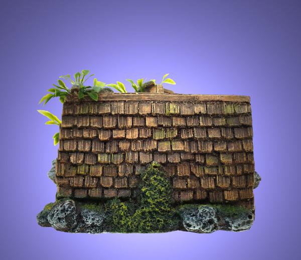 Aquarium Deko HÜTTE HAUS mit Pflanzen Höhle Dekoration Terrarium Zubehör