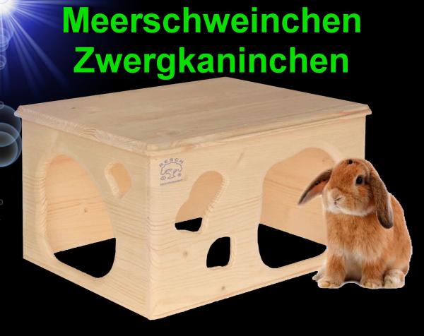 Nager HOLZ ZWERGKANINCHEN MEERSCHWEINCHEN HAUS 2 Eingänge Zubehör Nest